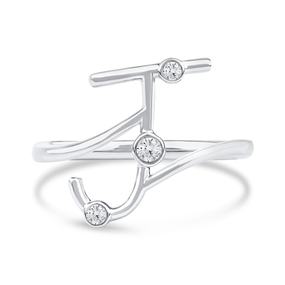 1/10 CT. T.w. Certified Lab-Grown Diamond Bubbles Letter "J" Ring in Sterling Silver (F/Vs2)