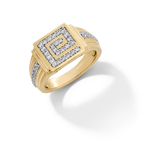3/4 CT. T.w. Diamond Greek Key Rectangle-Top Collar Ring in 10K Gold