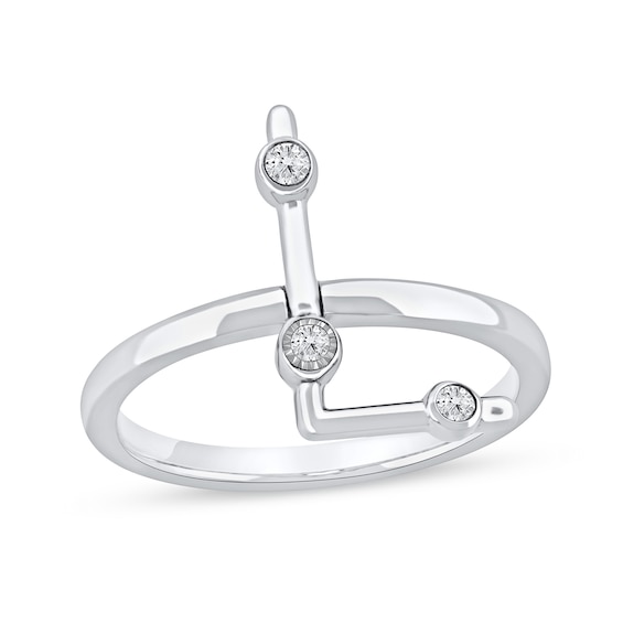 1/10 CT. T.w. Certified Lab-Grown Diamond Bubbles Letter "L" Ring in Sterling Silver (F/Vs2)