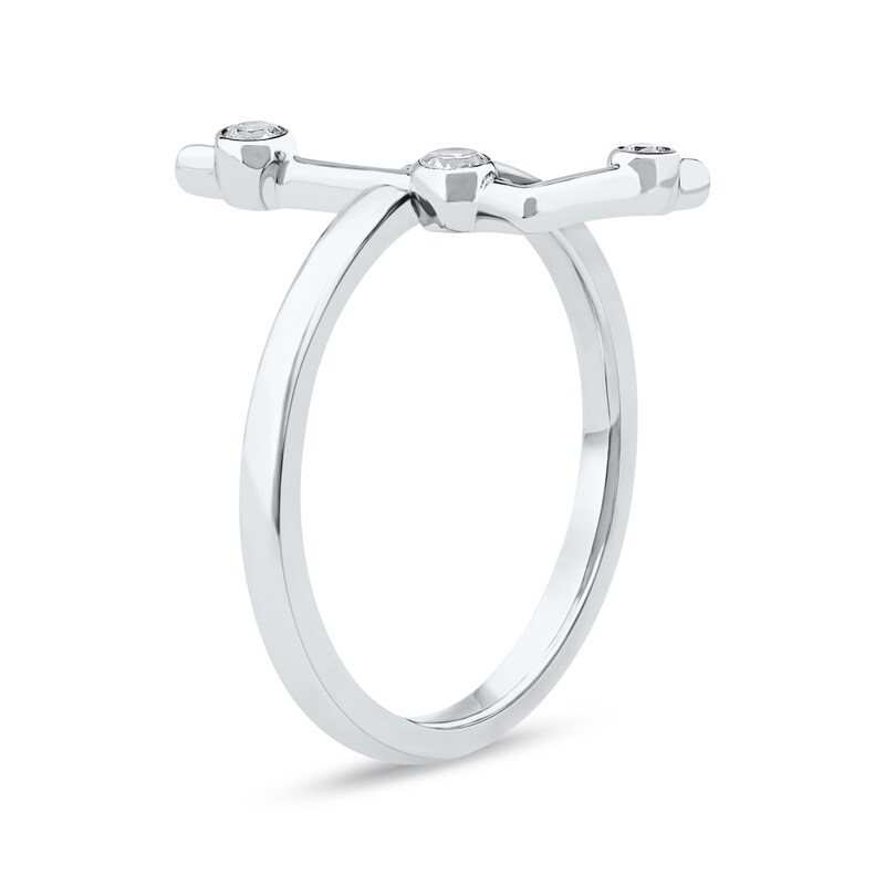 Main Image 2 of 1/10 CT. T.W. Certified Lab-Grown Diamond Bubbles Letter "L" Ring in Sterling Silver (F/VS2)