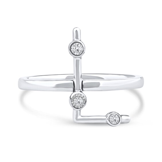 1/10 CT. T.w. Certified Lab-Grown Diamond Bubbles Letter "L" Ring in Sterling Silver (F/Vs2)