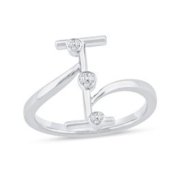 1/10 CT. T.W. Lab-Grown Diamond Bubbles Letter "I" Ring in Sterling Silver (F/VS2)