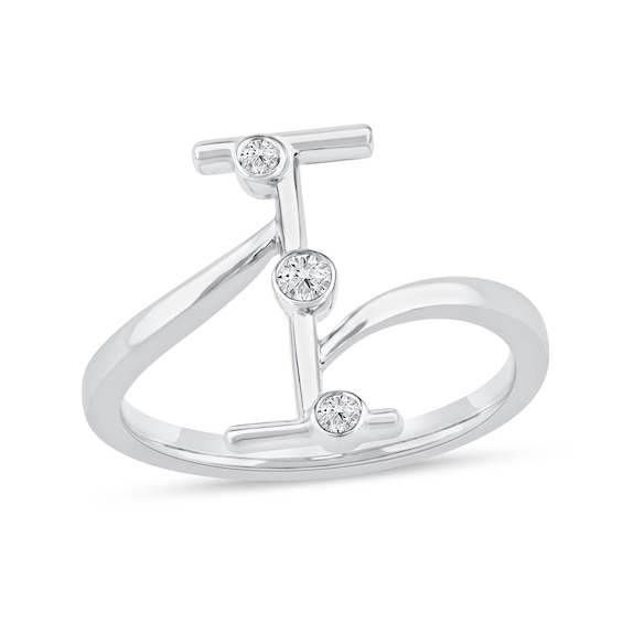 1/10 CT. T.w. Certified Lab-Grown Diamond Bubbles Letter "I" Ring in Sterling Silver (F/Vs2)