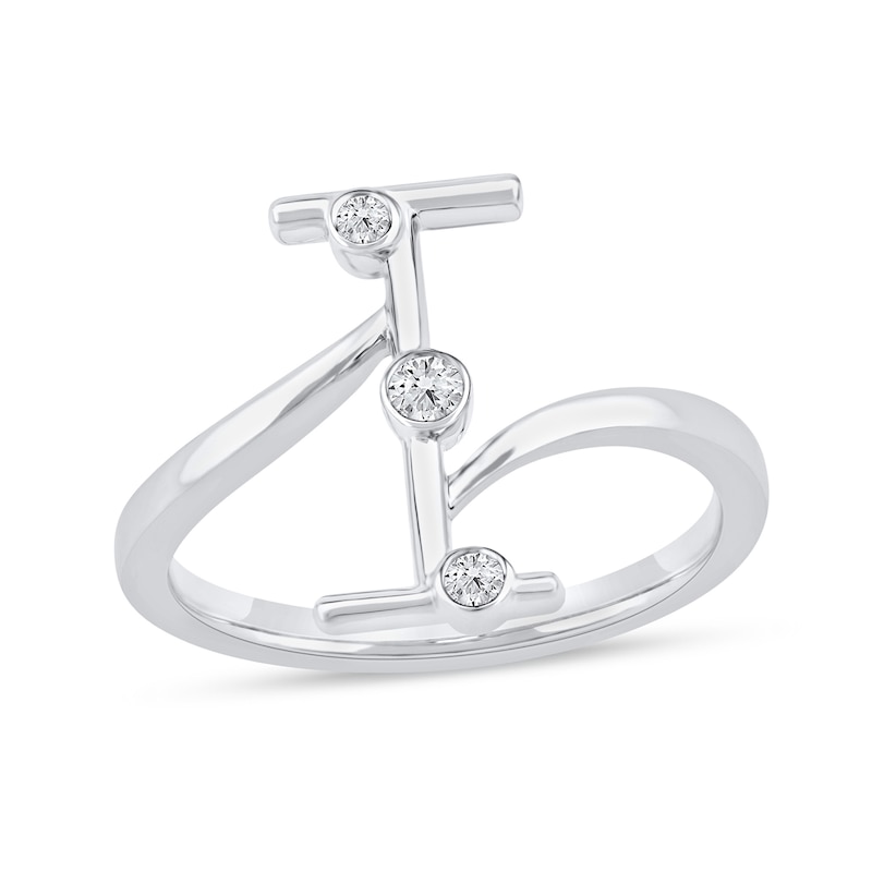 Main Image 1 of 1/10 CT. T.W. Lab-Grown Diamond Bubbles Letter "I" Ring in Sterling Silver (F/VS2)