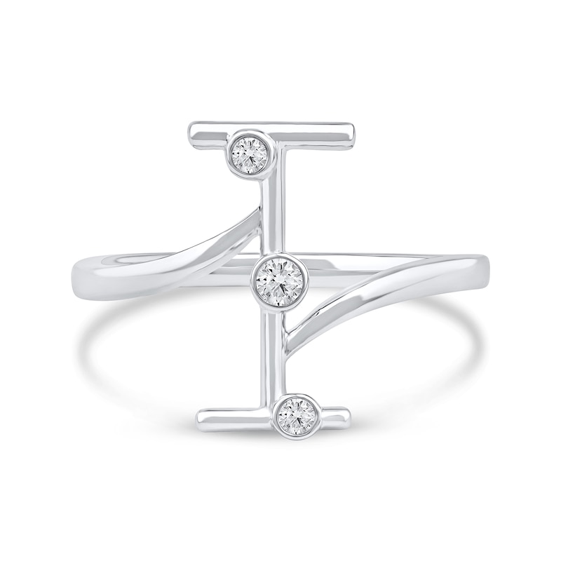 Main Image 3 of 1/10 CT. T.W. Lab-Grown Diamond Bubbles Letter "I" Ring in Sterling Silver (F/VS2)