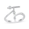 Thumbnail Image 1 of 1/10 CT. T.W. Certified Lab-Grown Diamond Bubbles Letter "T" Ring in Sterling Silver (F/VS2)