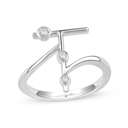 1/10 CT. T.W. Lab-Grown Diamond Bubbles Letter "T" Ring in Sterling Silver (F/VS2)