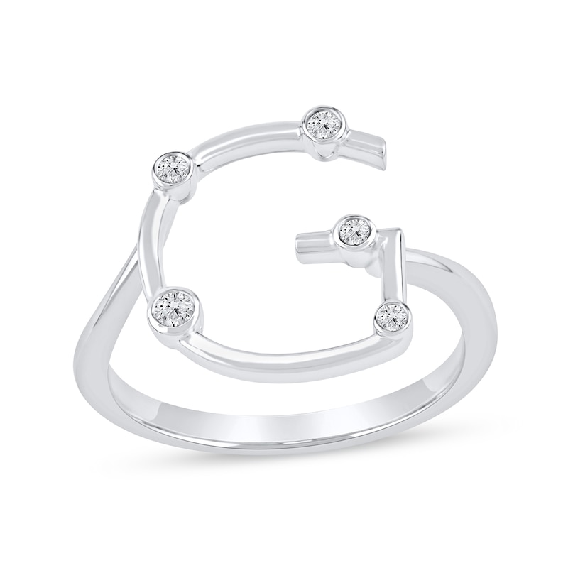 Main Image 1 of 1/10 CT. T.W. Lab-Grown Diamond Bubbles Letter "G" Ring in Sterling Silver (F/VS2)