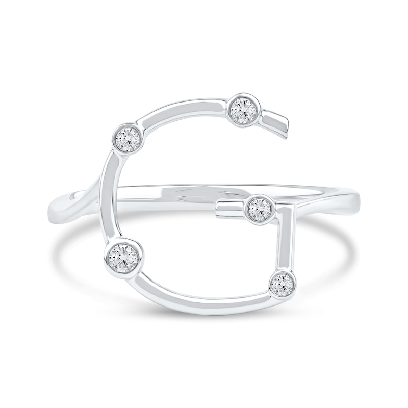 Main Image 3 of 1/10 CT. T.W. Lab-Grown Diamond Bubbles Letter "G" Ring in Sterling Silver (F/VS2)