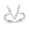 Thumbnail Image 1 of 1/10 CT. T.W. Certified Lab-Created Diamond Bubbles Letter "V" Ring in Sterling Silver (F/VS2)