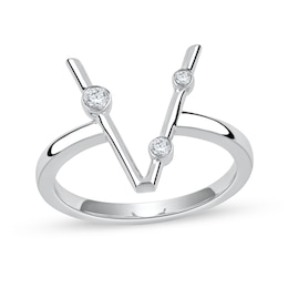 1/10 CT. T.W. Certified Lab-Grown Diamond Bubbles Letter "V" Ring in Sterling Silver (F/VS2)