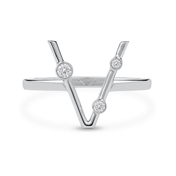 1/10 CT. T.w. Certified Lab-Grown Diamond Bubbles Letter "V" Ring in Sterling Silver (F/Vs2)