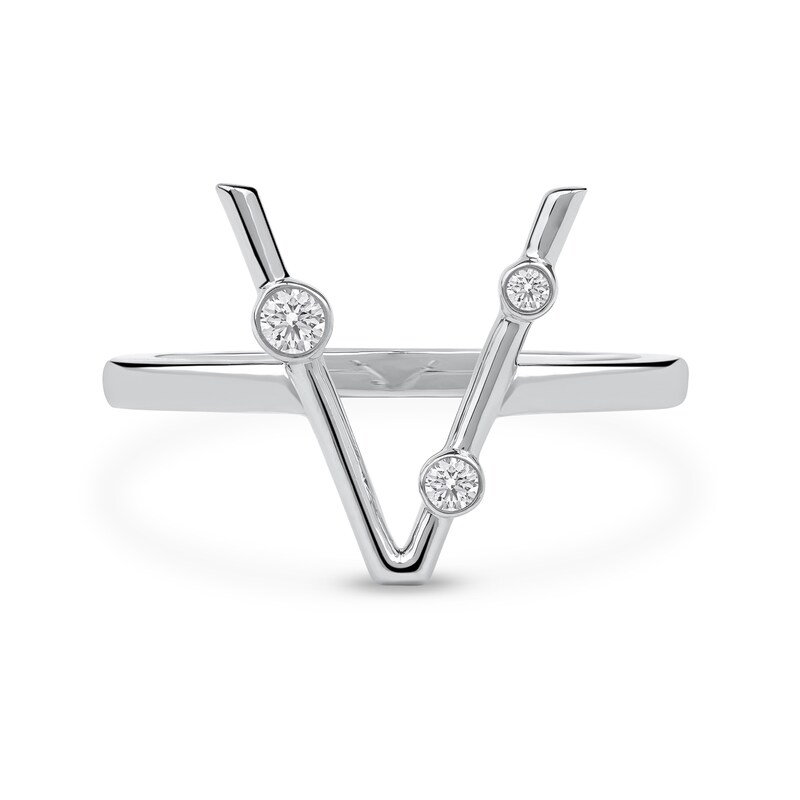 Main Image 3 of 1/10 CT. T.W. Certified Lab-Created Diamond Bubbles Letter "V" Ring in Sterling Silver (F/VS2)