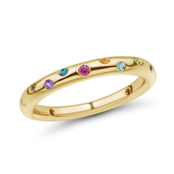 Multi-Gemstone Bezel-Set Bubbles Band in 10K Gold