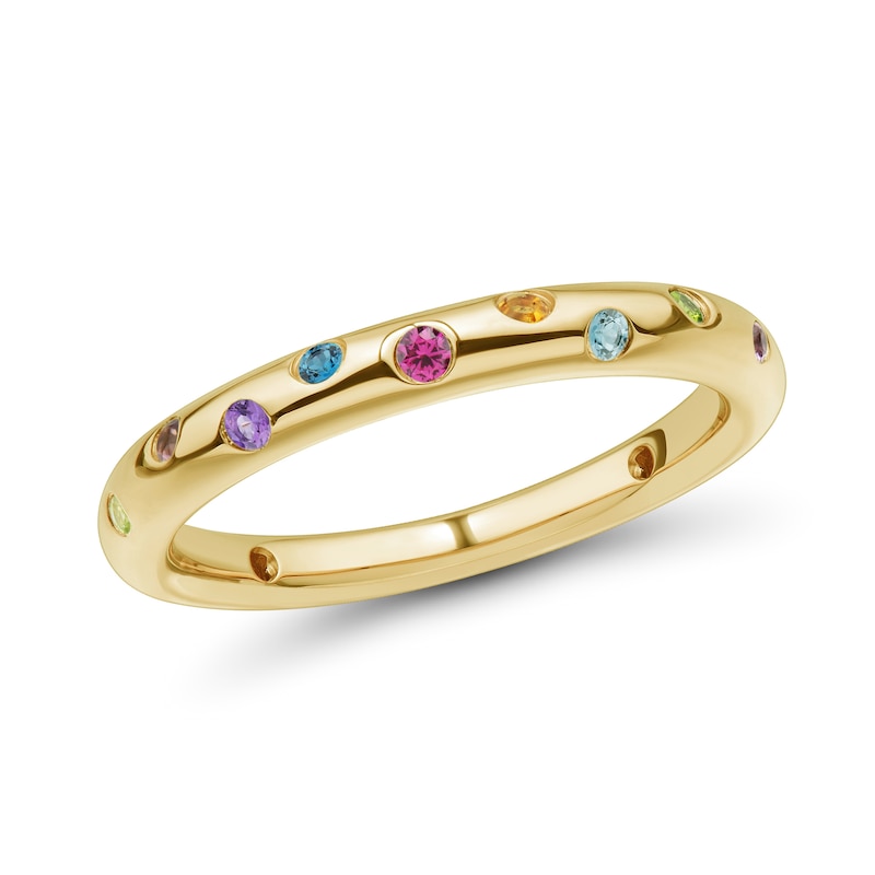 Main Image 1 of Multi-Gemstone Bezel-Set Bubbles Band in 10K Gold