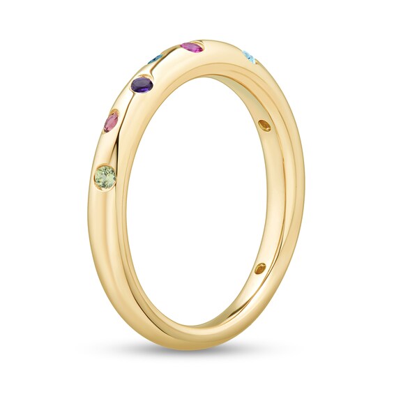 Multi-Gemstone Bezel-Set Bubbles Band in 10K Gold