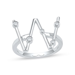 1/10 CT. T.W. Lab-Grown Diamond Bubbles Letter "W" Ring in Sterling Silver (F/VS2)