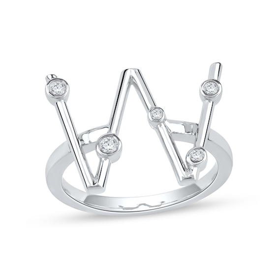 1/10 CT. T.w. Certified Lab-Grown Diamond Bubbles Letter "W" Ring in Sterling Silver (F/Vs2)