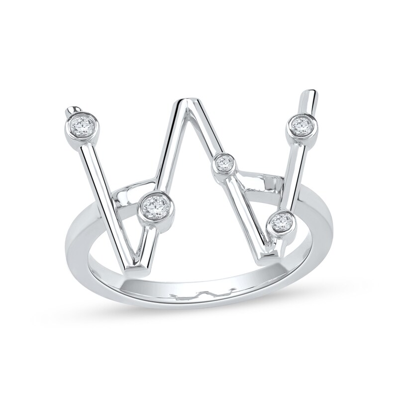 Main Image 1 of 1/10 CT. T.W. Certified Lab-Grown Diamond Bubbles Letter "W" Ring in Sterling Silver (F/VS2)