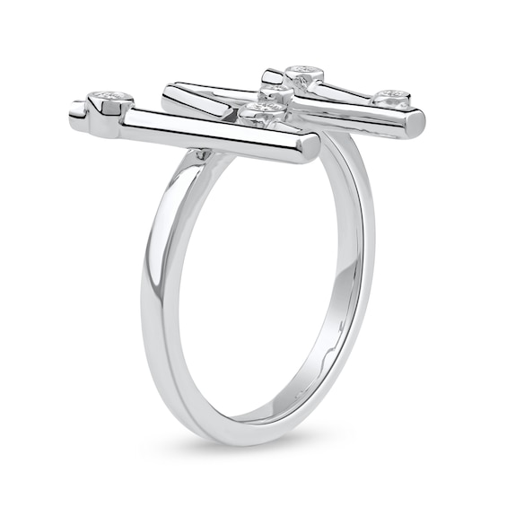 1/10 CT. T.w. Certified Lab-Grown Diamond Bubbles Letter "W" Ring in Sterling Silver (F/Vs2)