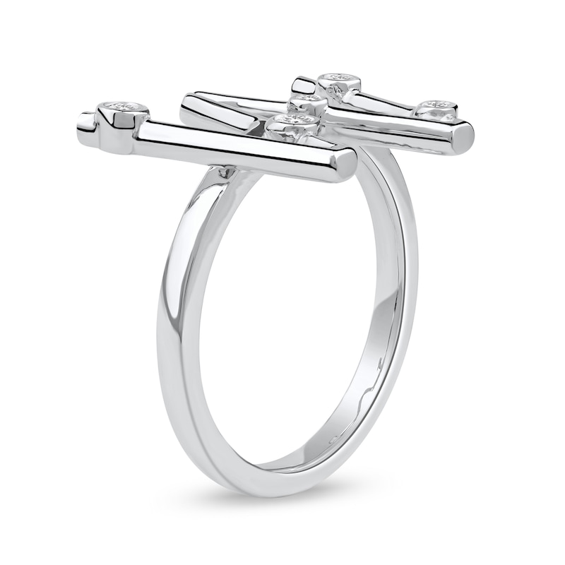 Main Image 2 of 1/10 CT. T.W. Certified Lab-Grown Diamond Bubbles Letter "W" Ring in Sterling Silver (F/VS2)