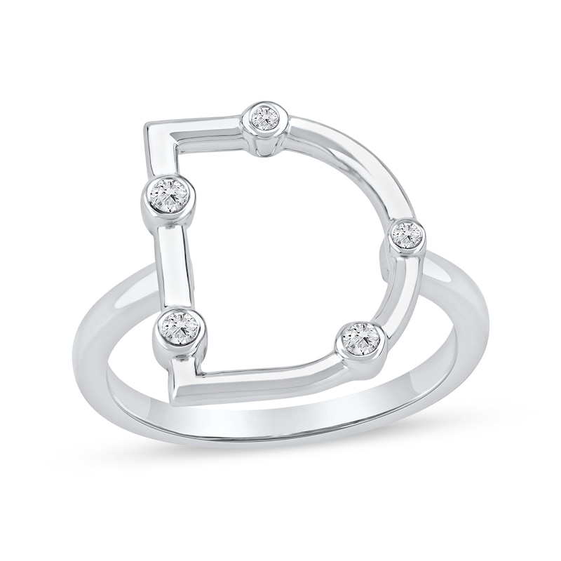 Main Image 1 of 1/10 CT. T.W. Certified Lab-Grown Diamond Bubbles Letter "D" Ring in Sterling Silver (F/VS2)