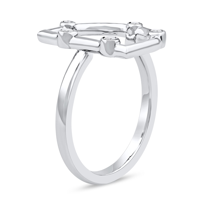 Main Image 2 of 1/10 CT. T.W. Certified Lab-Grown Diamond Bubbles Letter "D" Ring in Sterling Silver (F/VS2)