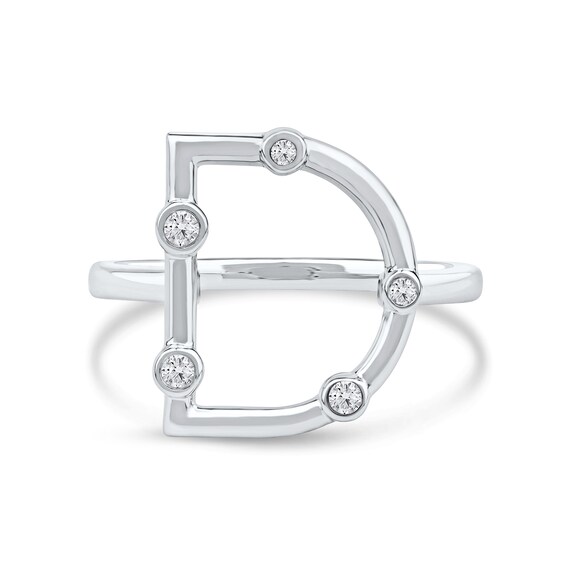 1/10 CT. T.w. Certified Lab-Grown Diamond Bubbles Letter "D" Ring in Sterling Silver (F/Vs2)