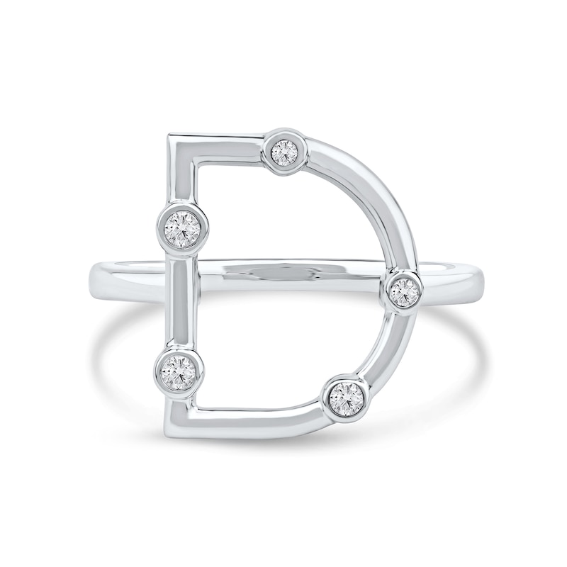 Main Image 3 of 1/10 CT. T.W. Certified Lab-Grown Diamond Bubbles Letter "D" Ring in Sterling Silver (F/VS2)