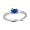 Thumbnail Image 1 of 5.0mm Blue Sapphire and 3/8 CT. T.W. Lab-Grown Diamond Three Stone Ring in 14K White Gold