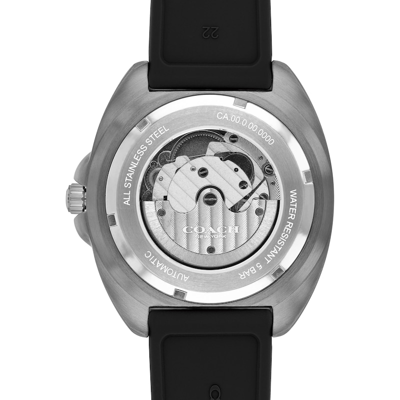 Main Image 3 of Men's Coach Charter Automatic Grey IP Black Silicone Strap Watch with Black Dial (Model: 14602715)