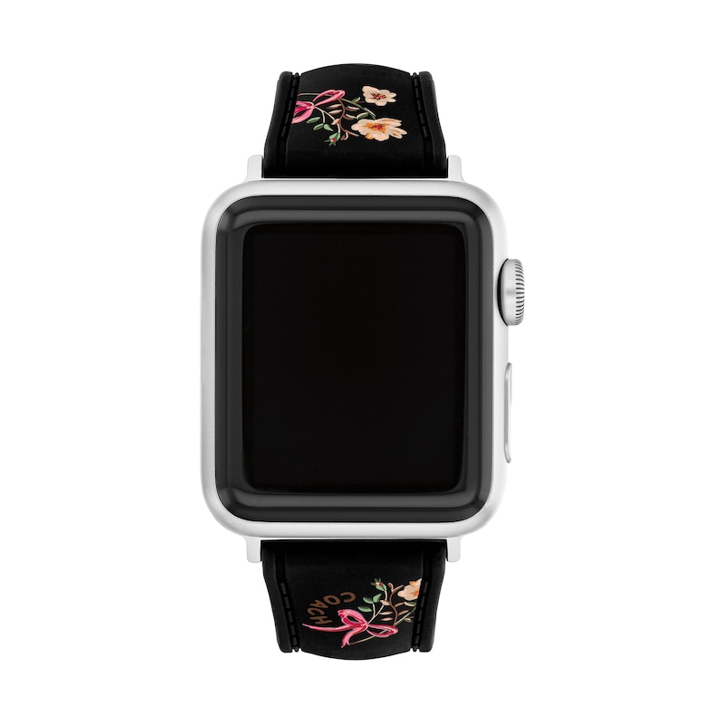 Main Image 1 of Ladies' Coach Apple Straps Black Floral Silicone Replacement Band Smart Watch Attachment (Model: 14700264)