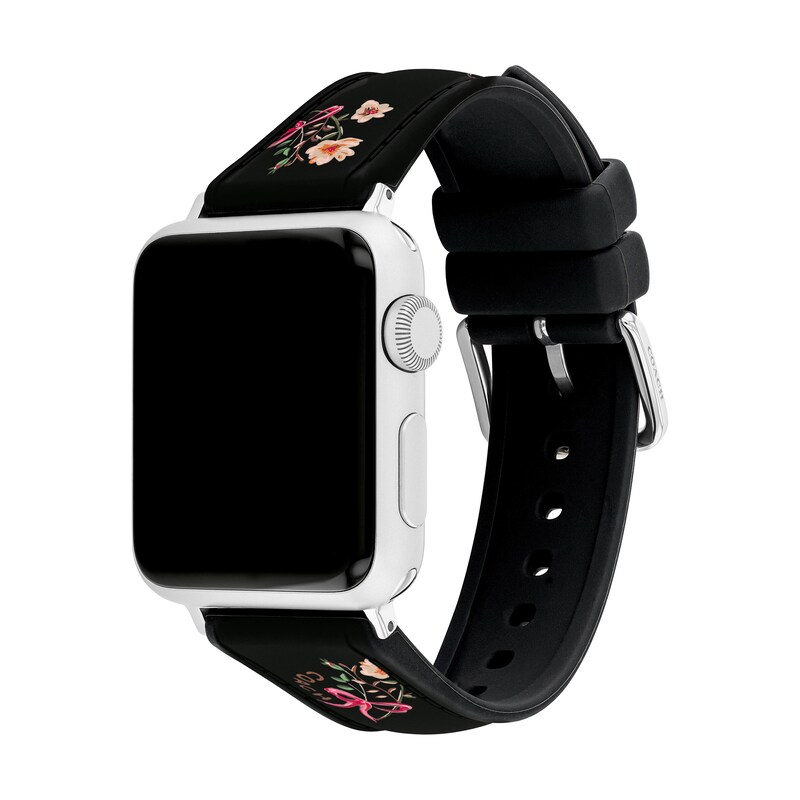 Main Image 2 of Ladies' Coach Apple Straps Black Floral Silicone Replacement Band Smart Watch Attachment (Model: 14700264)