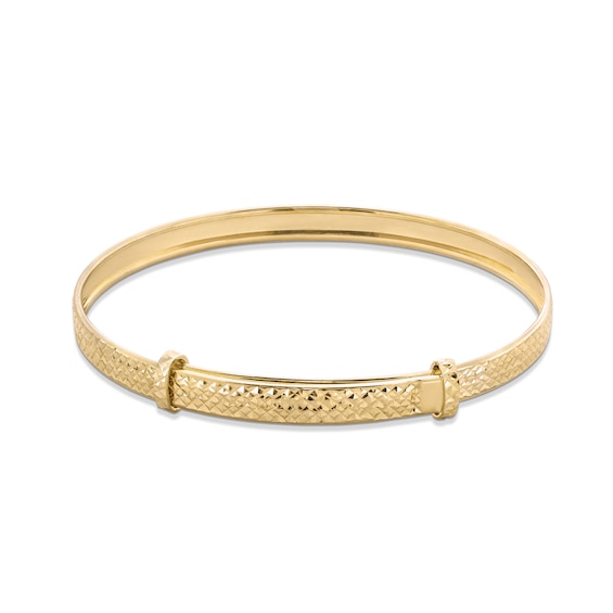 Child's Diamond-Cut Adjustable Bangle in Hollow 14K Gold - 7.61"