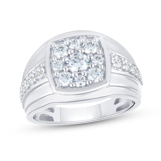 1-1/2 CT. T.w. Cushion-Shaped Certified Lab-Grown Multi-Diamond Ring in 10K White Gold (F/Si2)