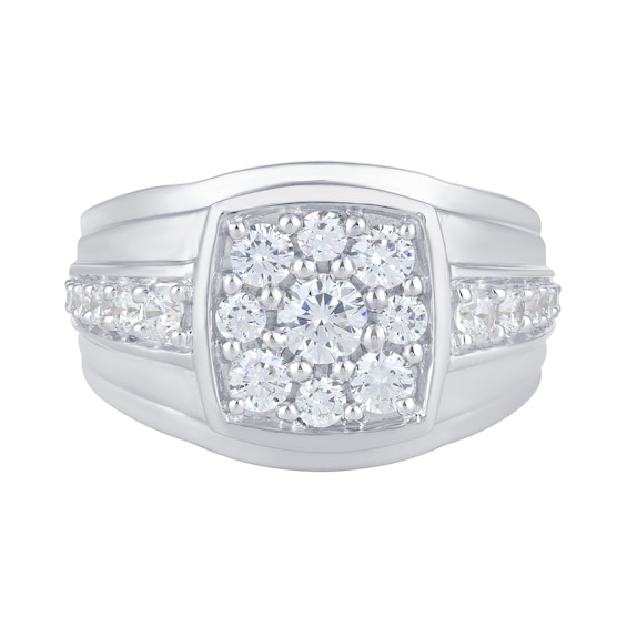 1-1/2 CT. T.w. Cushion-Shaped Certified Lab-Grown Multi-Diamond Ring in 10K White Gold (F/Si2)