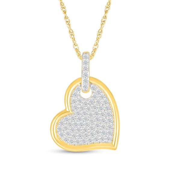 1/4 CT. T.w. Multi-Diamond Tilted Heart Pendant in 10K Gold