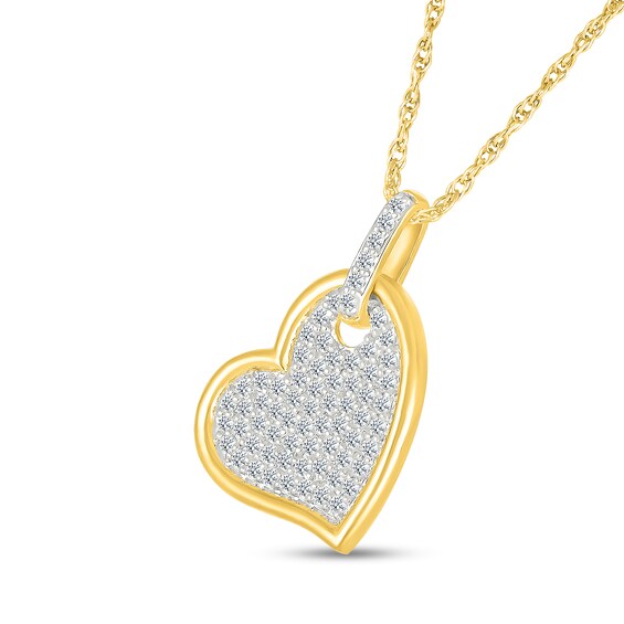 1/4 CT. T.w. Multi-Diamond Tilted Heart Pendant in 10K Gold