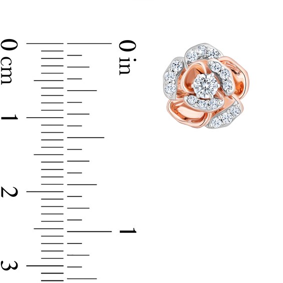 Enchanted Disney Belle Certified Lab-Grown Diamond Rose Stud Earrings in Sterling Silver with 14K Rose Gold Plate