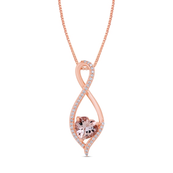 6.0mm Heart-Shaped Morganite and 1/10 CT. T.w. Diamond Infinity Pendant in 10K Rose Gold