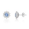 Thumbnail Image 2 of 5.0mm Sky Blue Topaz and White Lab-Created Sapphire Sunburst Frame Stud Earrings in Sterling Silver
