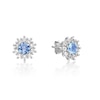 Thumbnail Image 3 of 5.0mm Sky Blue Topaz and White Lab-Created Sapphire Sunburst Frame Stud Earrings in Sterling Silver