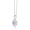 Thumbnail Image 2 of 7.0mm Sky Blue Topaz and White Lab-Created Sapphire Sunburst Frame Pendant in Sterling Silver