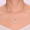 Thumbnail Image 4 of 7.0mm Sky Blue Topaz and White Lab-Created Sapphire Sunburst Frame Pendant in Sterling Silver