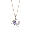 Thumbnail Image 1 of Oval and Round Amethyst with White Topaz Tilted Crab Pendant in Sterling Silver with 18K Rose Gold Plate