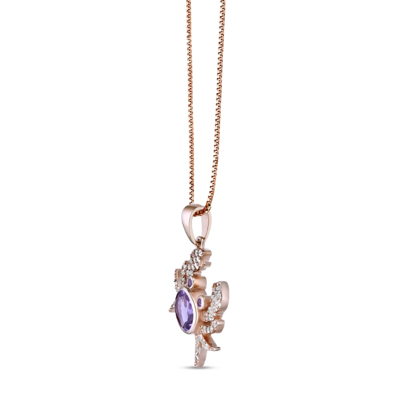 Main Image 2 of Oval and Round Amethyst with White Topaz Tilted Crab Pendant in Sterling Silver with 18K Rose Gold Plate
