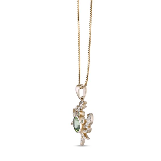 Oval and Round Peridot with White Topaz Tilted Crab Pendant in Sterling Silver with 18K Gold Plate
