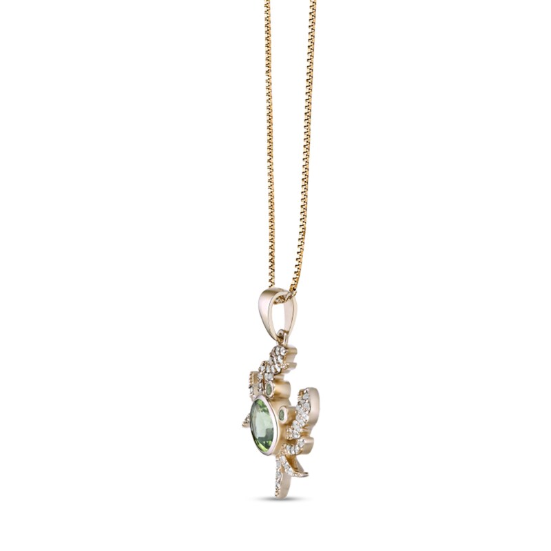 Main Image 2 of Oval and Round Peridot with White Topaz Tilted Crab Pendant in Sterling Silver with 18K Gold Plate