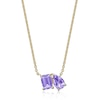 Thumbnail Image 1 of Pear-Shaped and Emerald-Cut Amethyst Toi et Moi Necklace in Sterling Silver with 18K Gold Plate