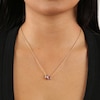 Thumbnail Image 4 of Pear-Shaped and Emerald-Cut Amethyst Toi et Moi Necklace in Sterling Silver with 18K Gold Plate